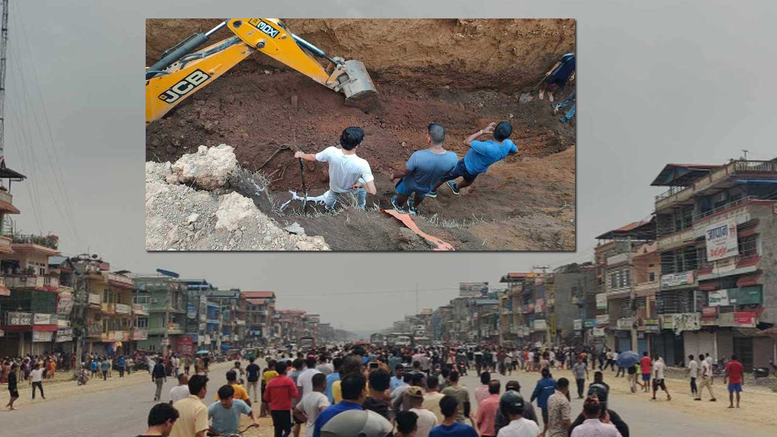 ढिस्कोले पुरिएर ३ मजदुरको मृत्यु प्रकरणः प्रहरी र स्थानीयवासी झडप, ४ प्रहरी र एक पत्रकार घाईते