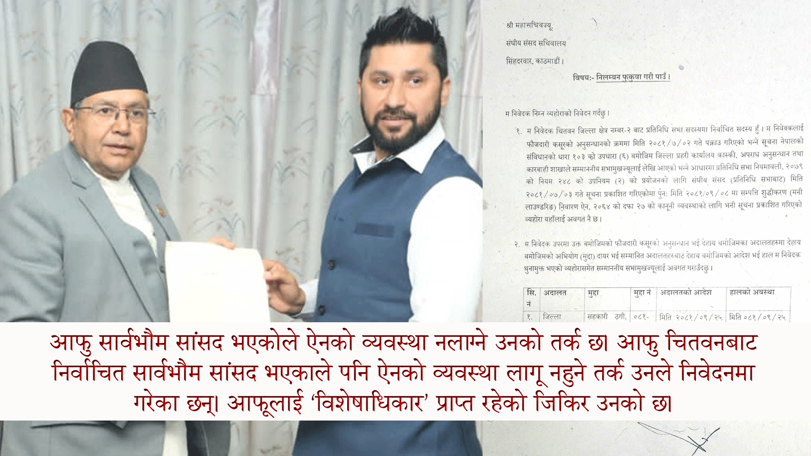 सभामुखसँग रवि लामिछानेको दलिल: मलाई सम्पत्ति शुद्धीकरण ऐन लाग्दैन, निलम्बन फुकुवा होस (निवेदनसहित)